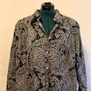 Non-iron button down long sleeve blouse